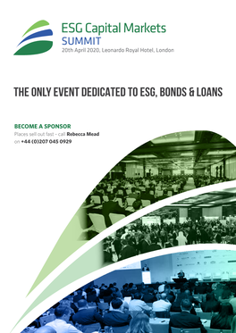 The Only Event Dedicated to Esg, Bonds & Loans