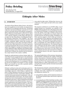 Ethiopia After Meles