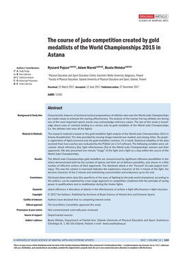 The Course of Judo Competition Created by Gold Medallists of the World Championships 2015 in Astana