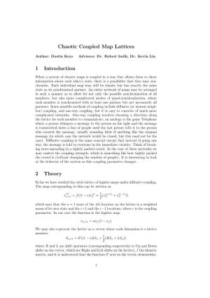 Chaotic Coupled Map Lattices 1 Introduction 2 Theory