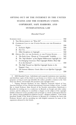 Copyright, Safe Harbors, and International Law