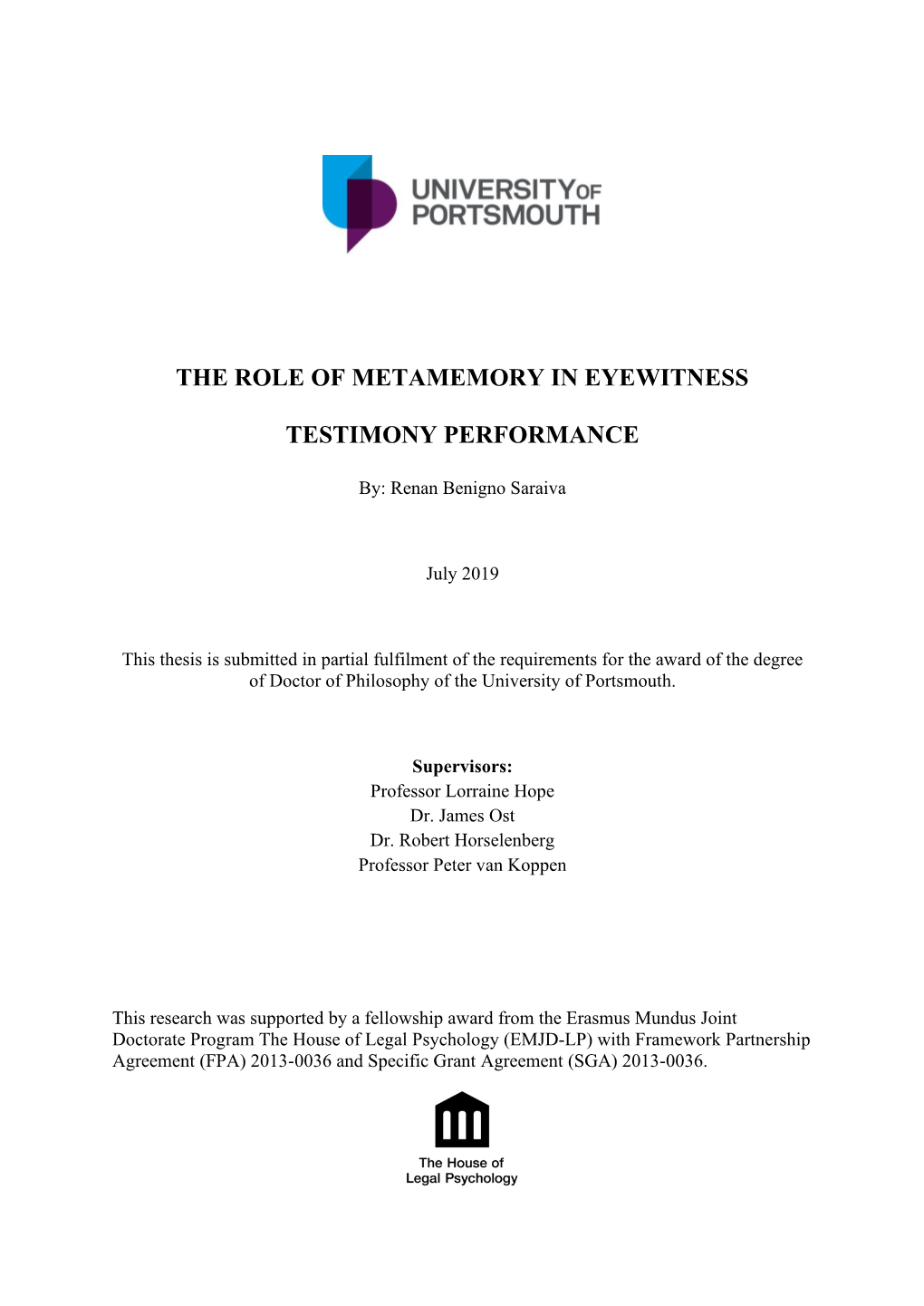 The Role of Metamemory in Eyewitness Testimony