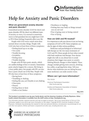 Help for Anxiety and Panic Disorders