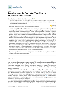 Learning from the Past in the Transition to Open-Pollinated Varieties