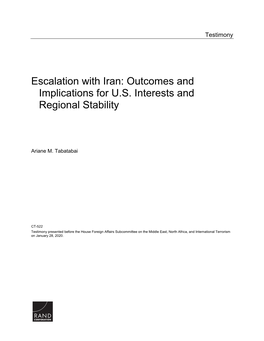 Escalation with Iran: Outcomes and Implications for U.S