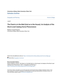The Check Is in the Mail (And So Is the House): an Analysis of the Short-Lived Catalog Home Phenomenon