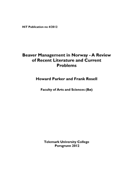 Beaver Management in Norway - a Review of Recent Literature and Current Problems