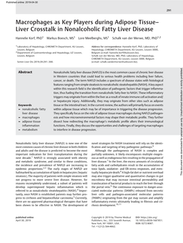 Liver Crosstalk in Nonalcoholic Fatty Liver Disease