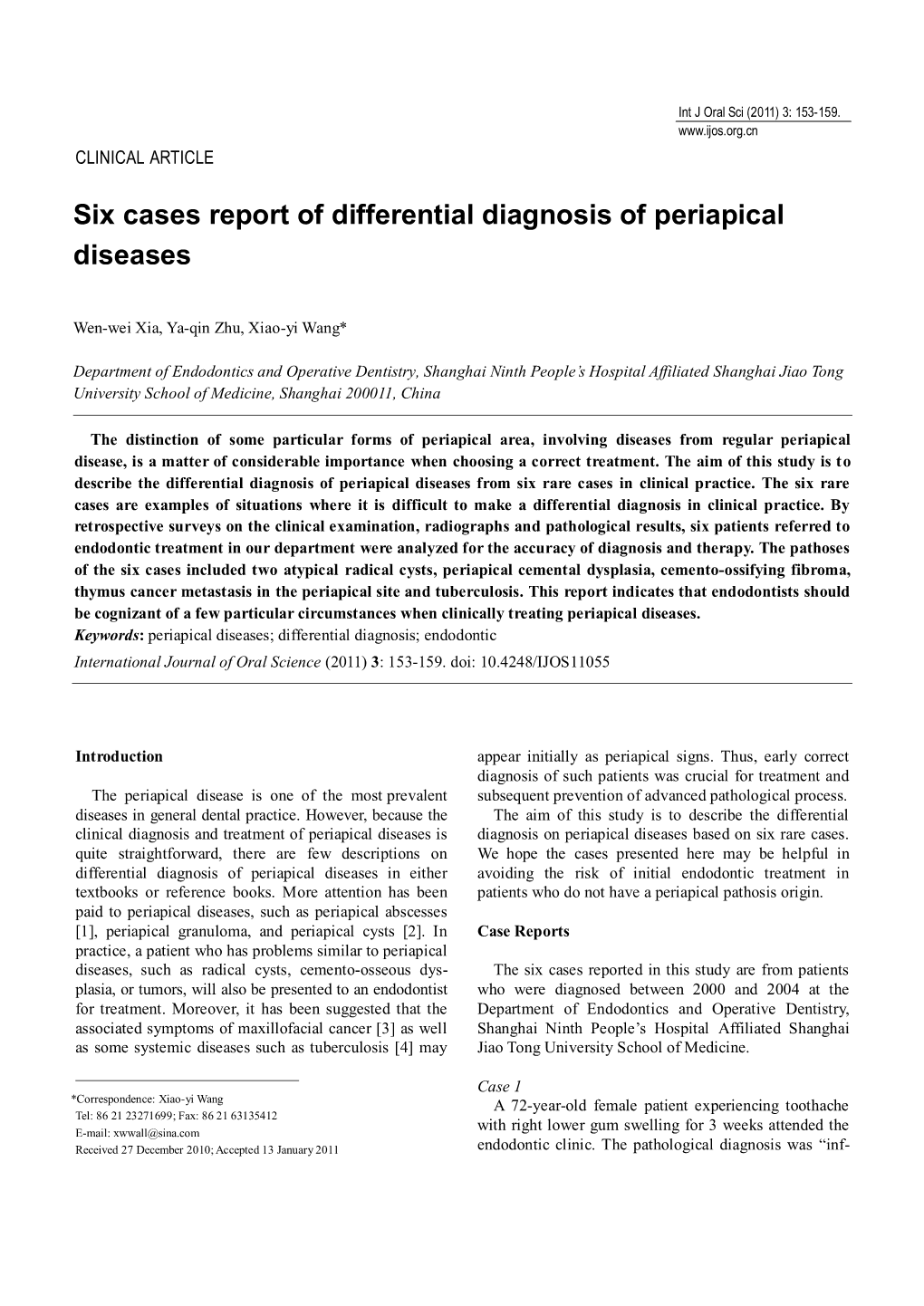 Six Cases Report of Differential Diagnosis of Periapical Diseases