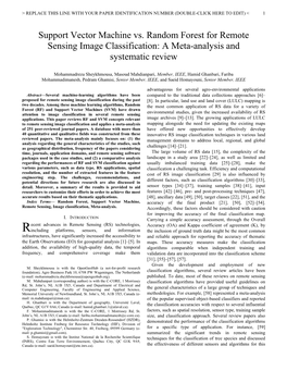 Support Vector Machine Vs. Random Forest for Remote Sensing Image Classification: a Meta-Analysis and Systematic Review