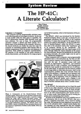 The HP-41C: a Literate Calculator?