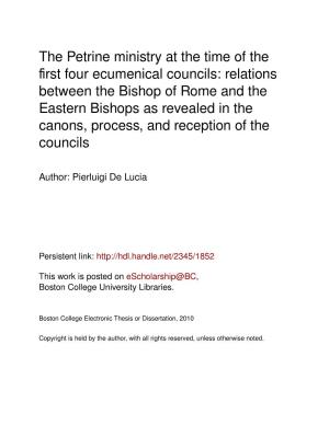 The Petrine Ministry at the Time of the First Four Ecumenical Councils