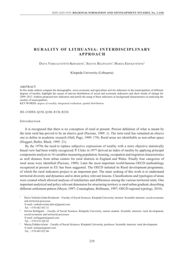 Rurality of Lithuania: Interdisciplinary Approach