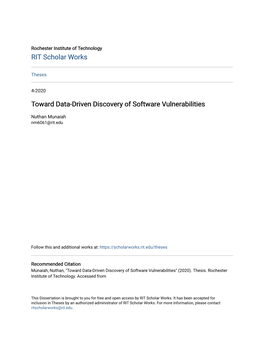 Toward Data-Driven Discovery of Software Vulnerabilities