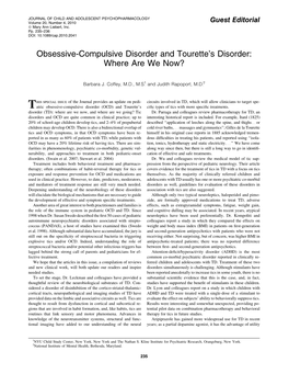 Obsessive-Compulsive Disorder and Tourette's Disorder