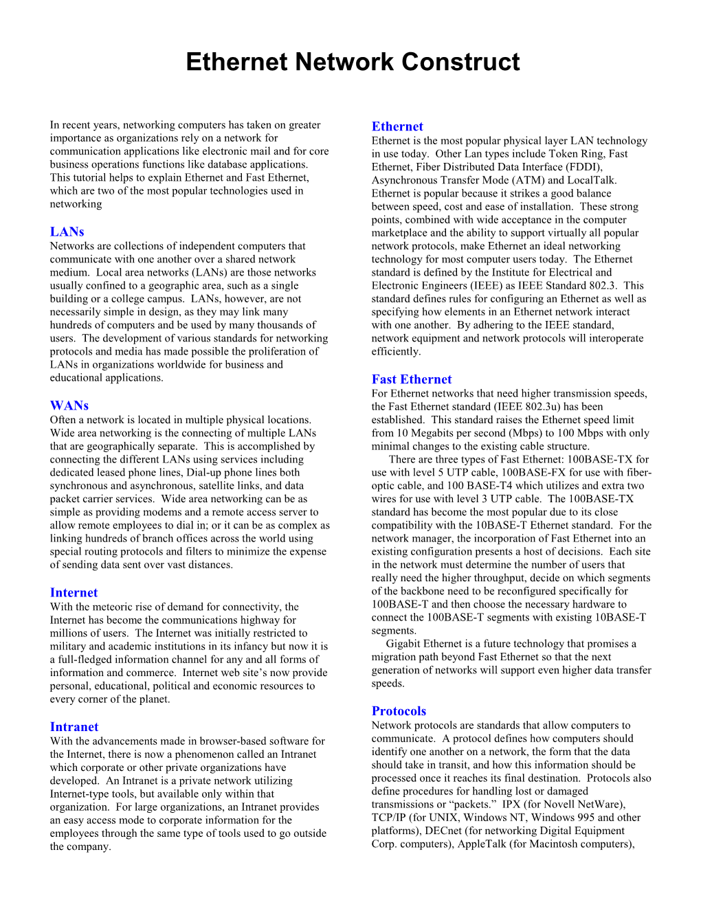 Memex Ethernet Networking Guide