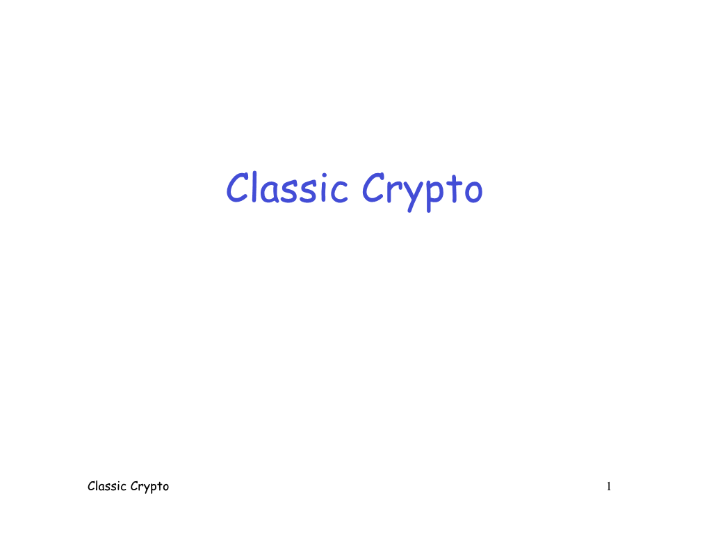 Classic Crypto