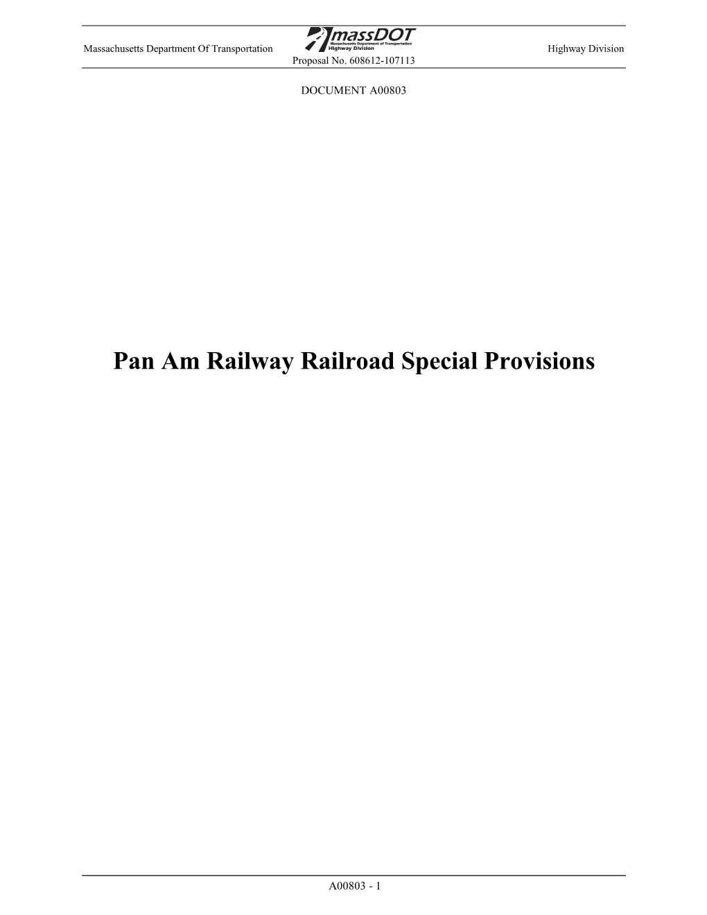 Pan Am Railway Railroad Special Provisions