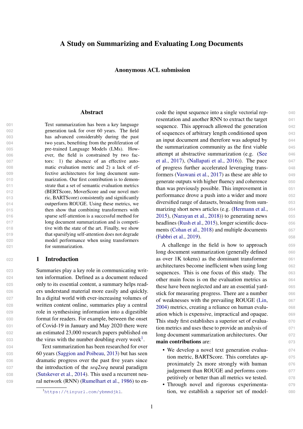 A Study on Summarizing and Evaluating Long Documents