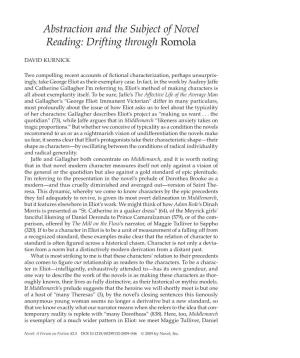 Abstraction and the Subject of Novel-Reading: Drifting Through Romola
