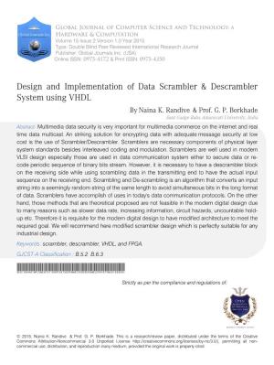Design and Implementation of Data Scrambler & Descrambler System