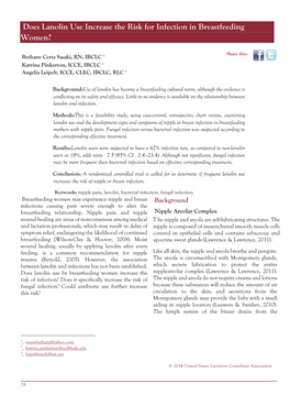 Does Lanolin Use Increase the Risk for Infection in Breastfeeding Women?