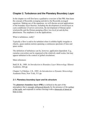 Chapter 2. Turbulence and the Planetary Boundary Layer
