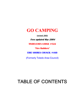 Go Camping Table of Contents