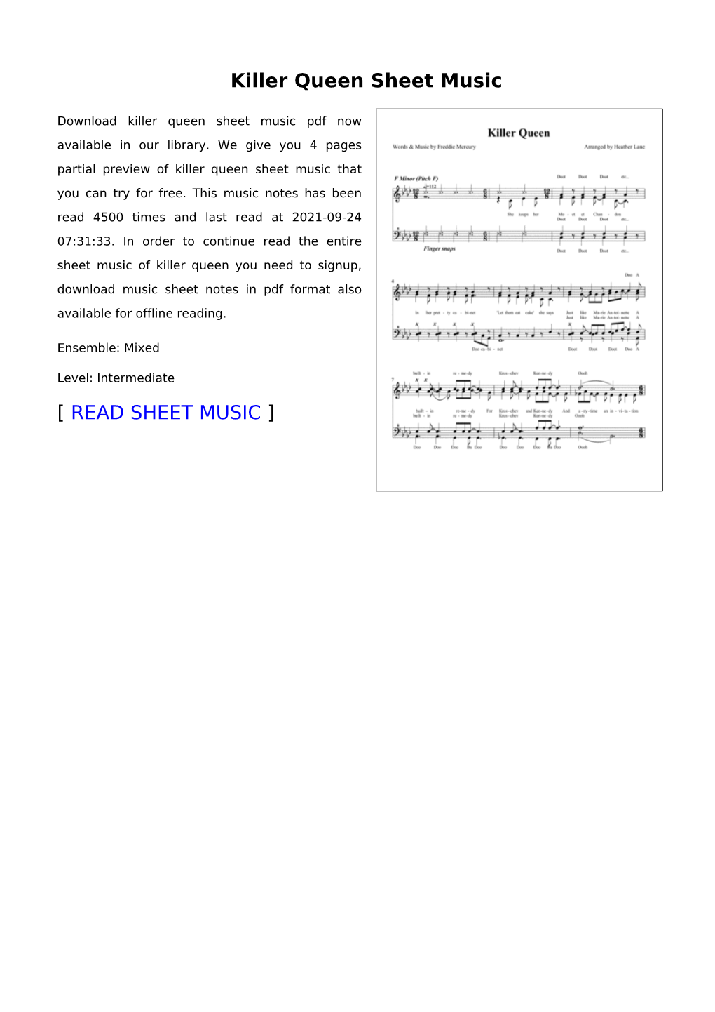 Killer Queen Sheet Music