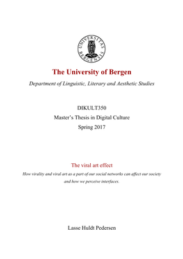 The University of Bergen Department of Linguistic, Literary and Aesthetic Studies