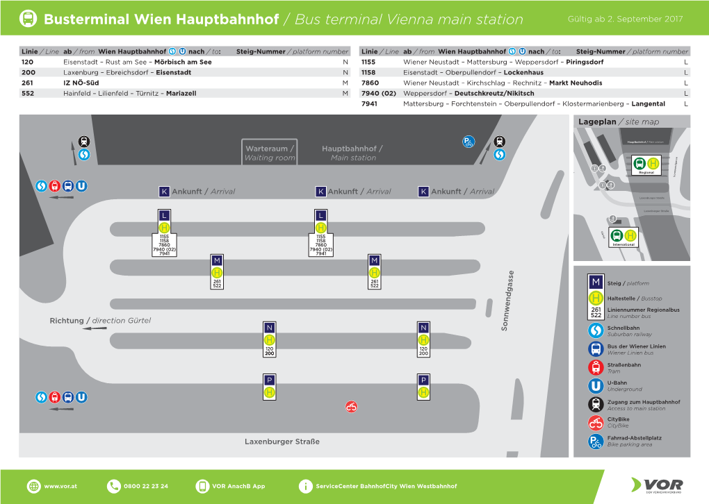 Busterminal Wien Hauptbahnhof / Bus Terminal Vienna Main Station Gültig Ab 2