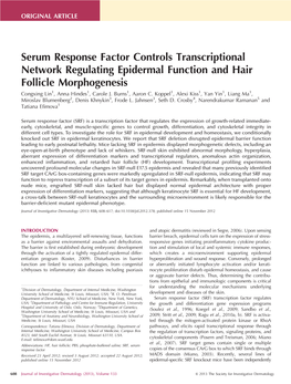Serum Response Factor Controls Transcriptional Network Regulating