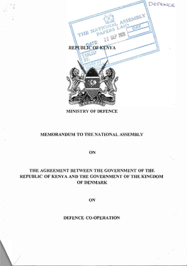 Ministry of Defence Memorandum to The
