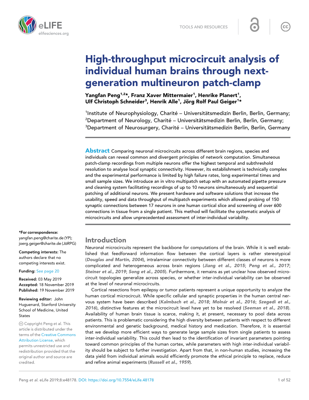 High-Throughput Microcircuit Analysis of Individual Human Brains Through Next- Generation Multineuron Patch-Clamp