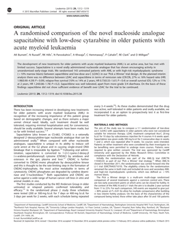 A Randomised Comparison of the Novel Nucleoside Analogue Sapacitabine with Low-Dose Cytarabine in Older Patients with Acute Myeloid Leukaemia