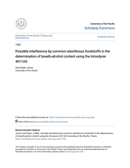 Possible Interference by Common Odoriferous Foodstuffs in the Determination of Breath-Alcohol Content Using the Intoxilyzer 4011AS