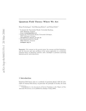 Quantum Field Theory: Where We Are 3