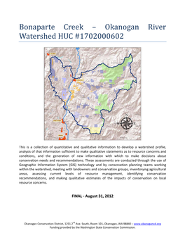 Bonaparte Creek – Okanogan River Watershed HUC #1702000602