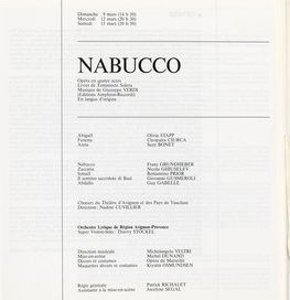 NABUCCO Opéra En Quatre Actes Livret De Temistocle Solerà Musique De Giuseppe VERDI (Editions Amphion-Riccordi) En Langue D'origine