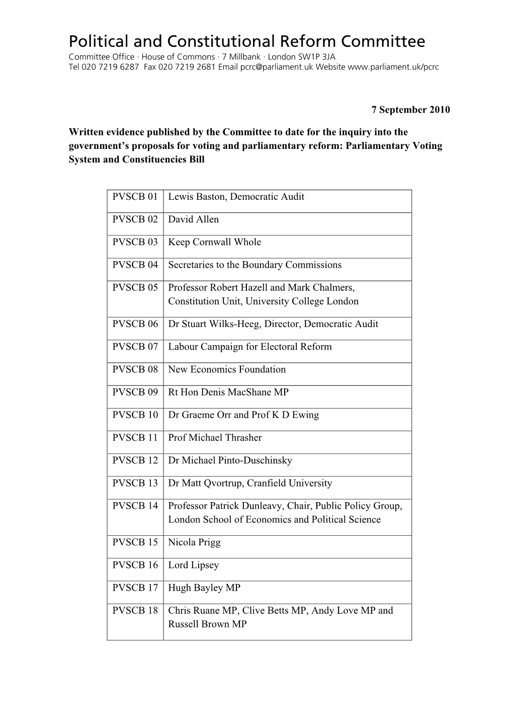 Political and Constitutional Reform Committee