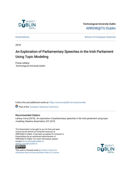 An Exploration of Parliamentary Speeches in the Irish Parliament Using Topic Modeling