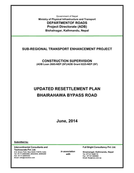 Updated Resettlement Plan Bhairahawa Bypass Road