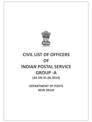 Civil List of Officers of Indian Postal Service Group -A (As on 01.06.2014)