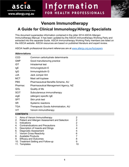 Venom Immunotherapy Guide
