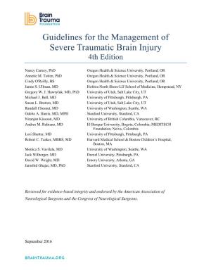 Guidelines for the Management of Severe Traumatic Brain Injury 4Th Edition