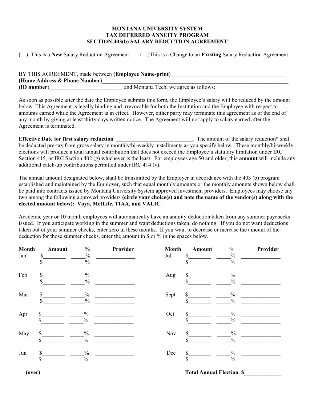 Tax Deferred Annuity Program