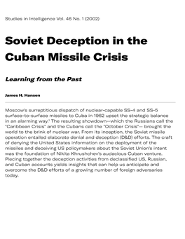 Soviet Deception in the Cuban Missile Crisis