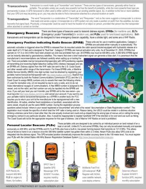 Transceivers Emergency Beacons Transponders