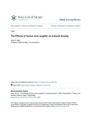 The Effects of Humor and Laughter on Induced Anxiety