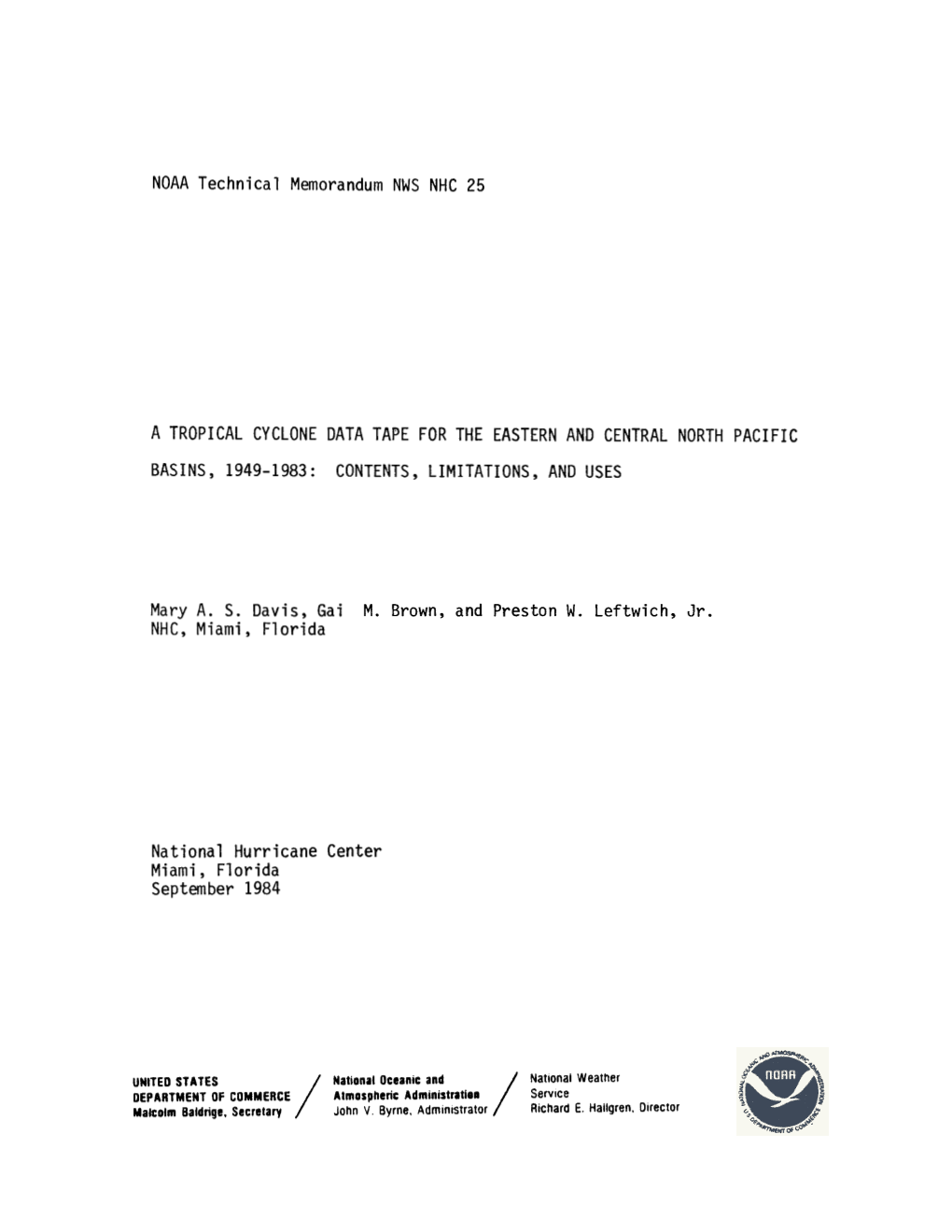 NOAA Technical Memorandum NWS NHC 25